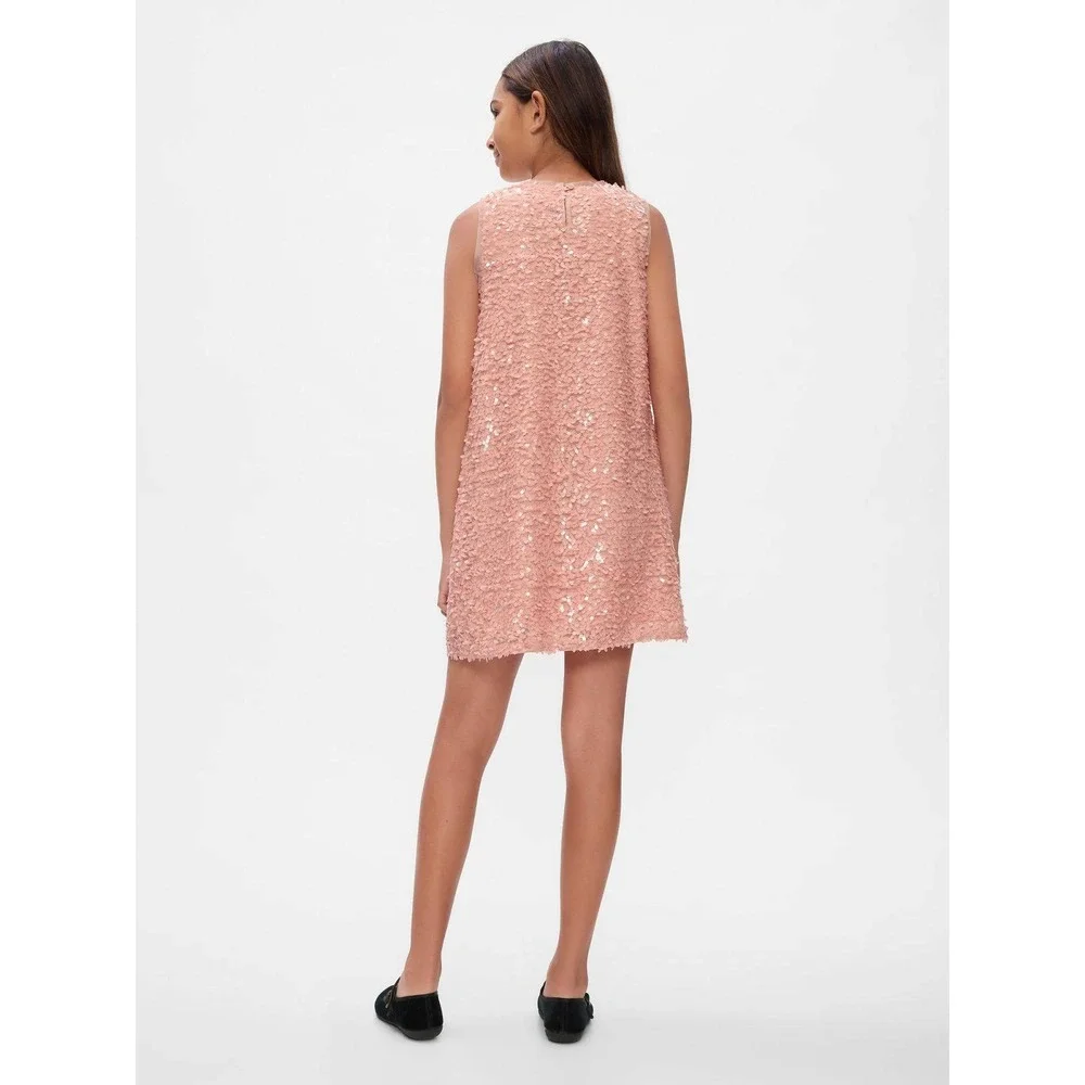 $69.95 Gap Kids Sequin Shift Dress Rose Pink Party Occasion Sleeveless‎ L 10/11
